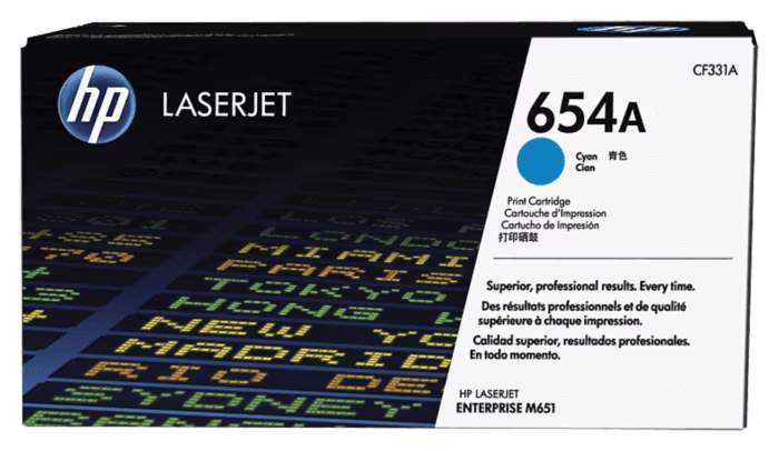 HP 654A Cyan Original LaserJet Toner Cartridge