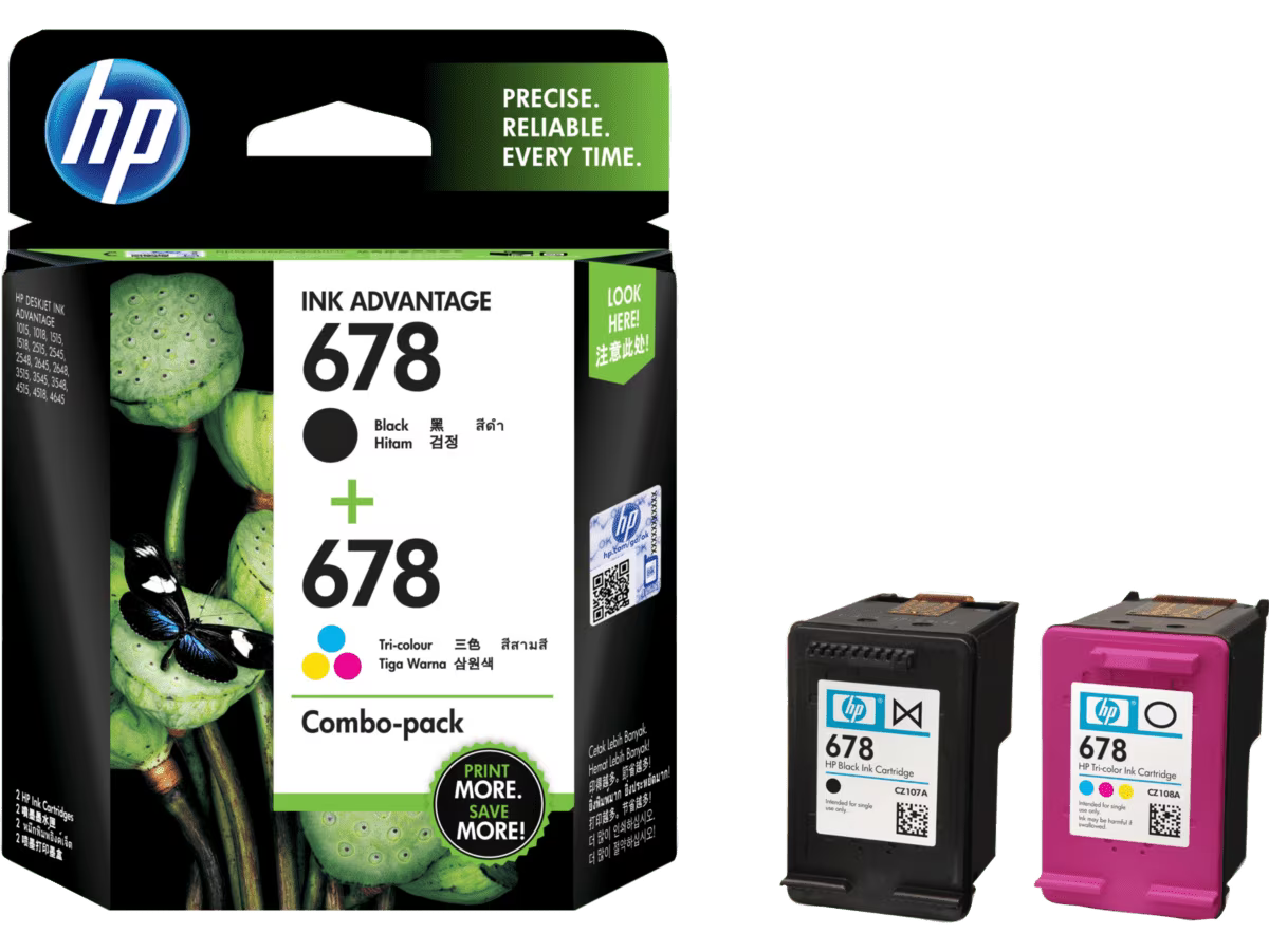 HP 678 Tri-clr/Blk Ink Crtg Combo 2-Pk
